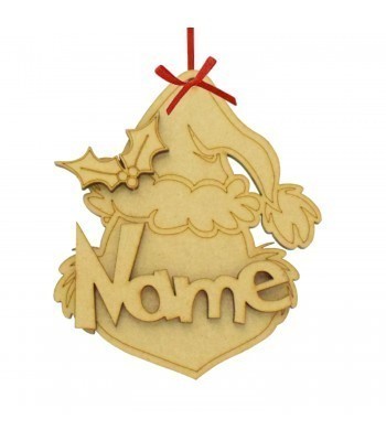 Laser Cut Personalised 3D Christmas The Grinch Head Hanging Bauble 